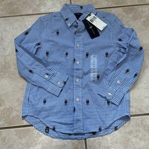 Brand New with tags Ralph Lauren Bear Gingham Shirt. Size 6.